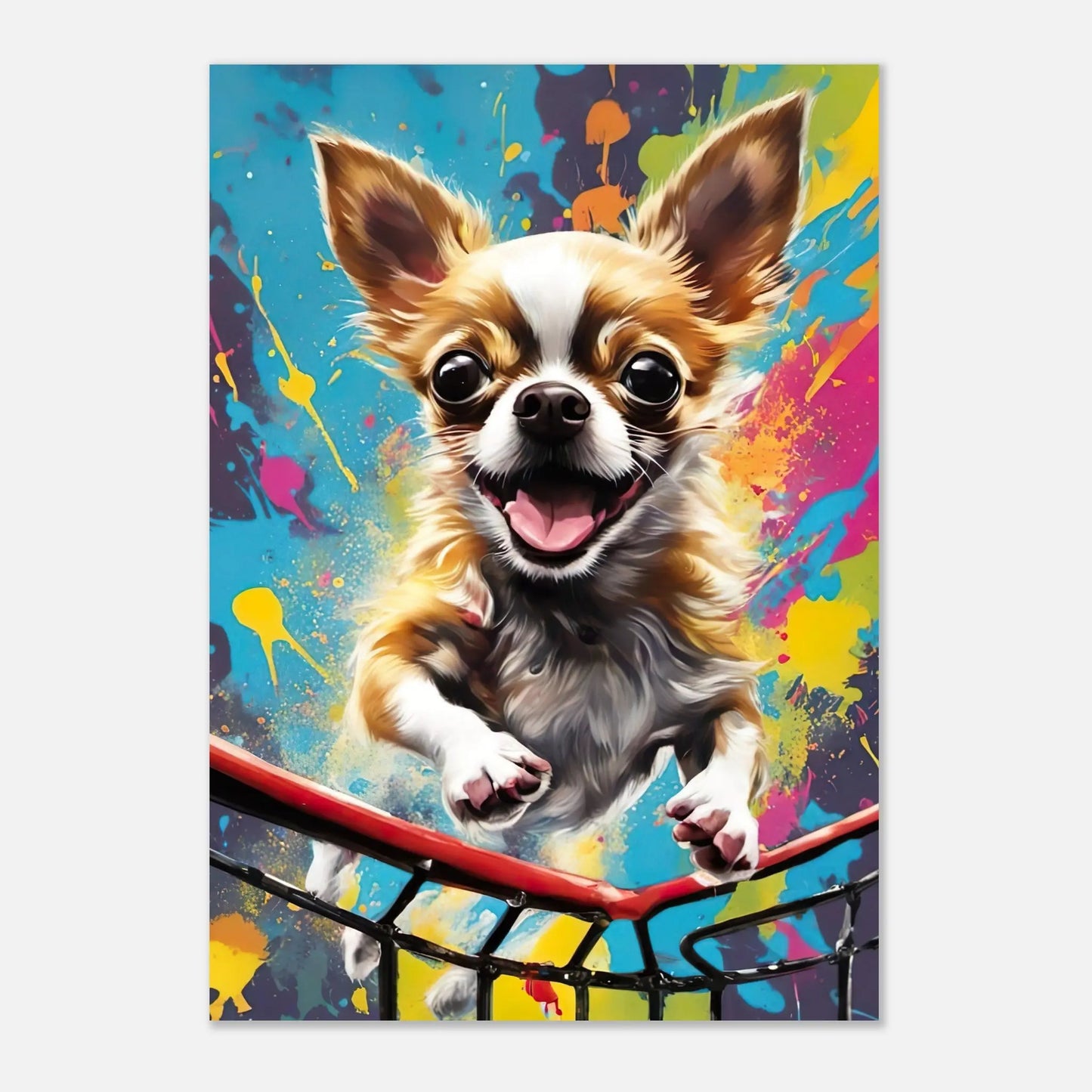 Aluminiumdruck - Chihuahua - Splash Art Stil, KI-Kunst RolConArt