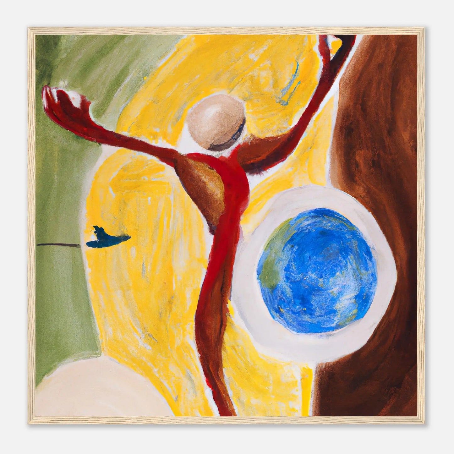 Gerahmtes Premium-Poster - Abstrakt - Malerischer Stil, KI-Kunst - RolConArt, Digitalkunst - Kreative Vielfalt, 70x70-cm-28x28-Holz