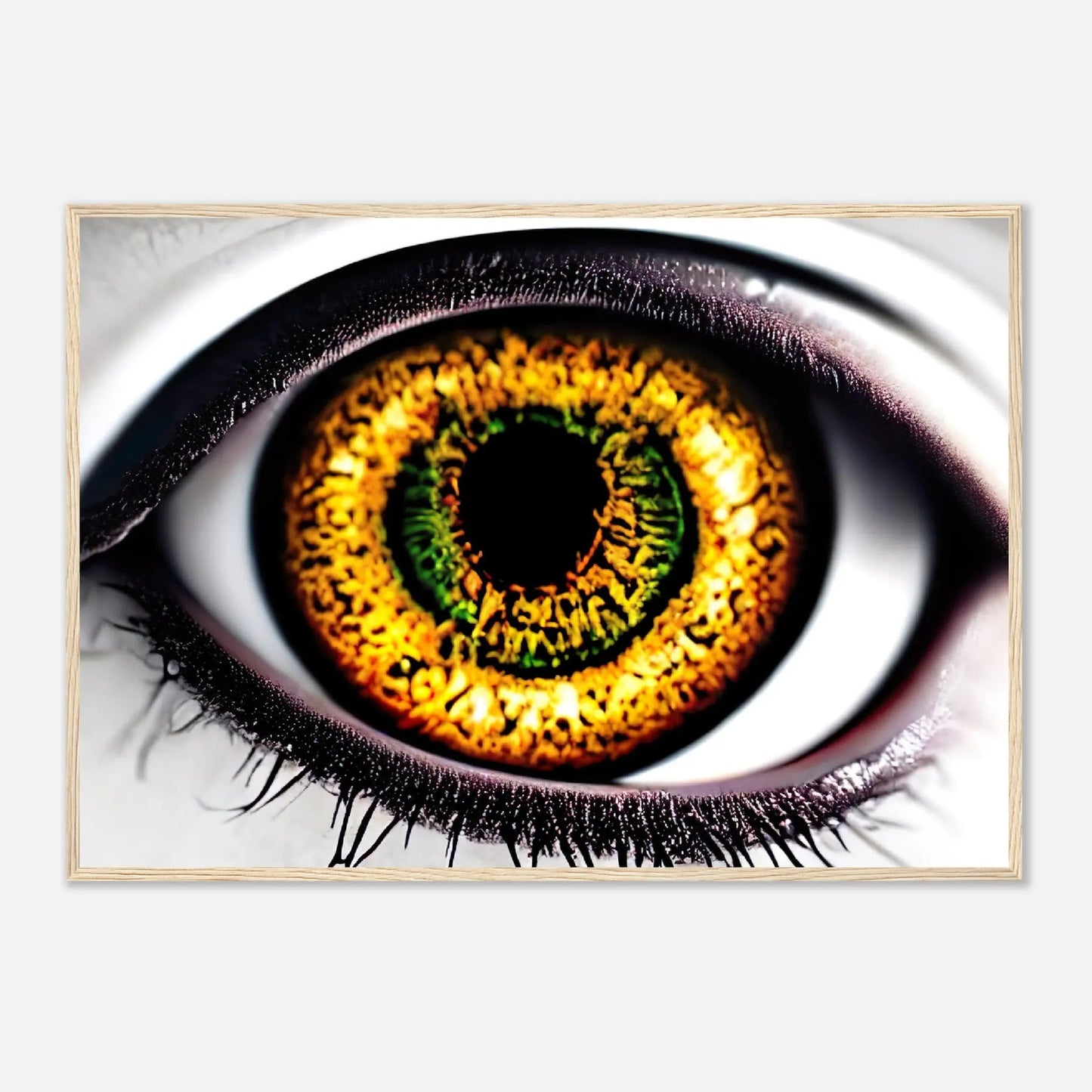 Gerahmtes Premium-Poster - Abstraktes Auge - Foto Stil, KI-Kunst - RolConArt, Fotokunst - Kreative Vielfalt, 70x100-cm-28x40-Holz