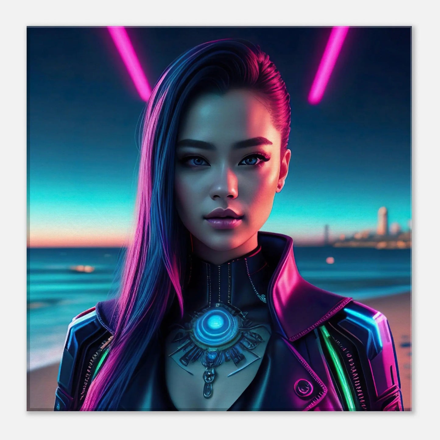 Leinwandbild - Frauenporträt im digitalen 3-D Stil, KI-Kunst - RolConArt, Digitalkunst - Porträts, 40x40-cm-16x16