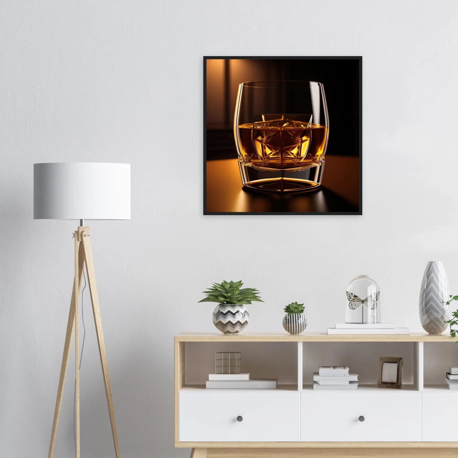 Gerahmtes Premium-Poster - Whiskey im Glas - Foto Stil, KI-Kunst - RolConArt, Kreative Vielfalt,