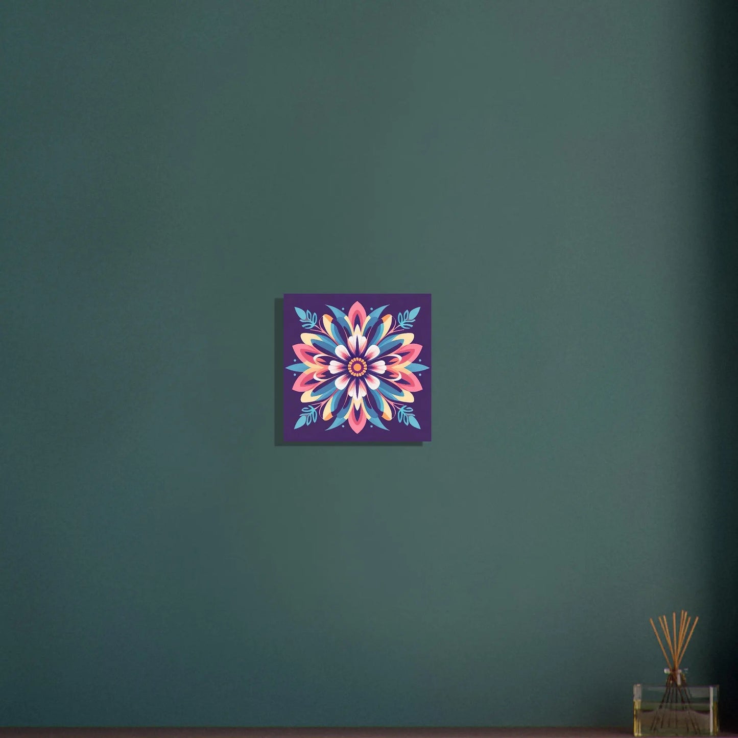 Aluminiumdruck - Blumen Tribal - Digitaler Stil, KI-Kunst - RolConArt, Pflanzen, 30x30-cm-12x12