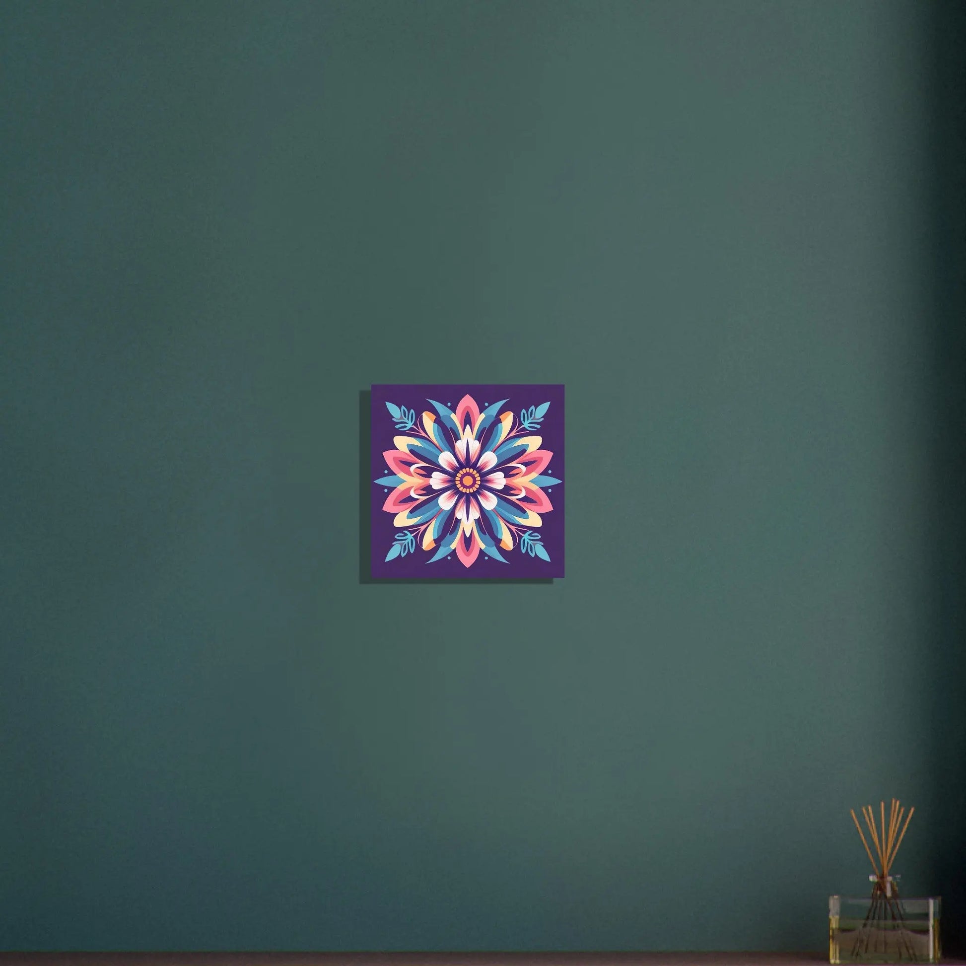 Aluminiumdruck - Blumen Tribal - Digitaler Stil, KI-Kunst - RolConArt, Pflanzen, 30x30-cm-12x12