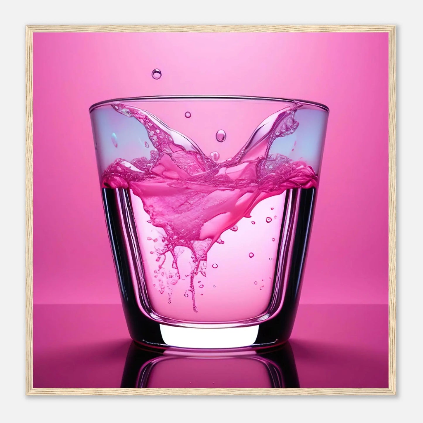 Gerahmtes Premium-Poster - Erfrischendes Rosa - Foto Stil, KI-Kunst - RolConArt, Kreative Vielfalt, 70x70-cm-28x28-Holzrahmen