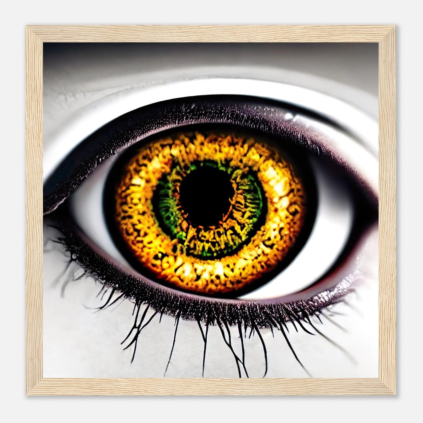 Gerahmtes Premium-Poster - Abstraktes Auge - Foto Stil, KI-Kunst - RolConArt, Fotokunst - Kreative Vielfalt, 30x30-cm-12x12-Holz