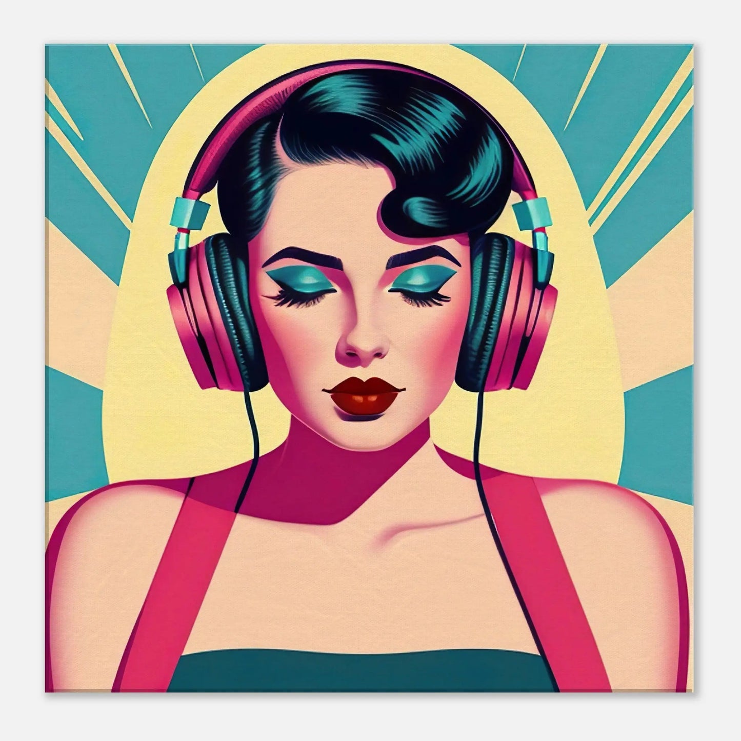 Leinwandbild - Frauenporträt im Retro Stil, KI-Kunst - RolConArt, Retro - Porträts, 60x60-cm-24x24