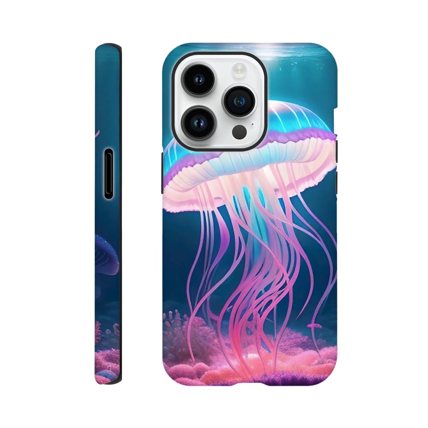 Smartphone-Hülle "Hart" - Qualle - Digitaler Stil, KI-Kunst RolConArt, Unterwasserlandschaften, iPhone-14-Pro