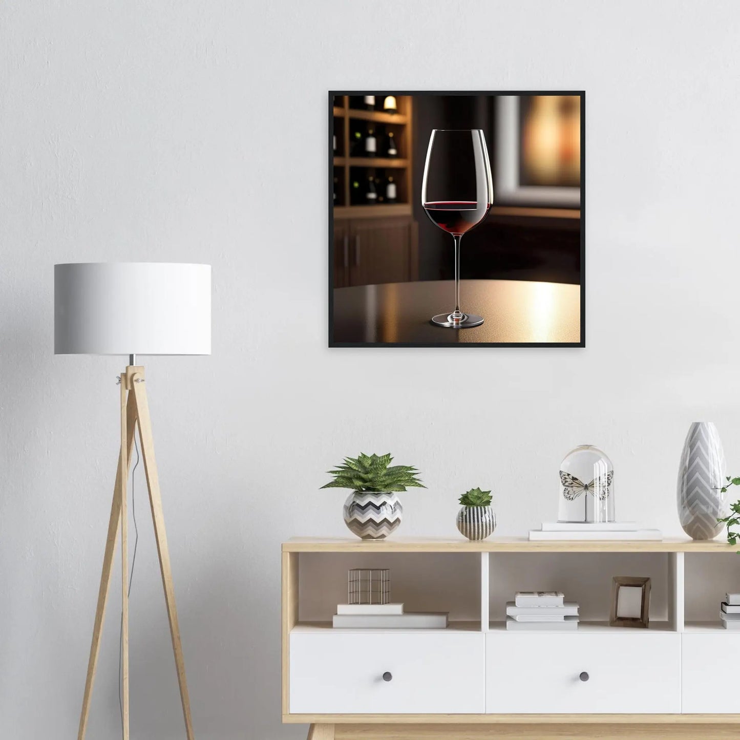 Gerahmtes Premium-Poster - Rotwein im Glas - Foto Stil, KI-Kunst - RolConArt, Kreative Vielfalt,