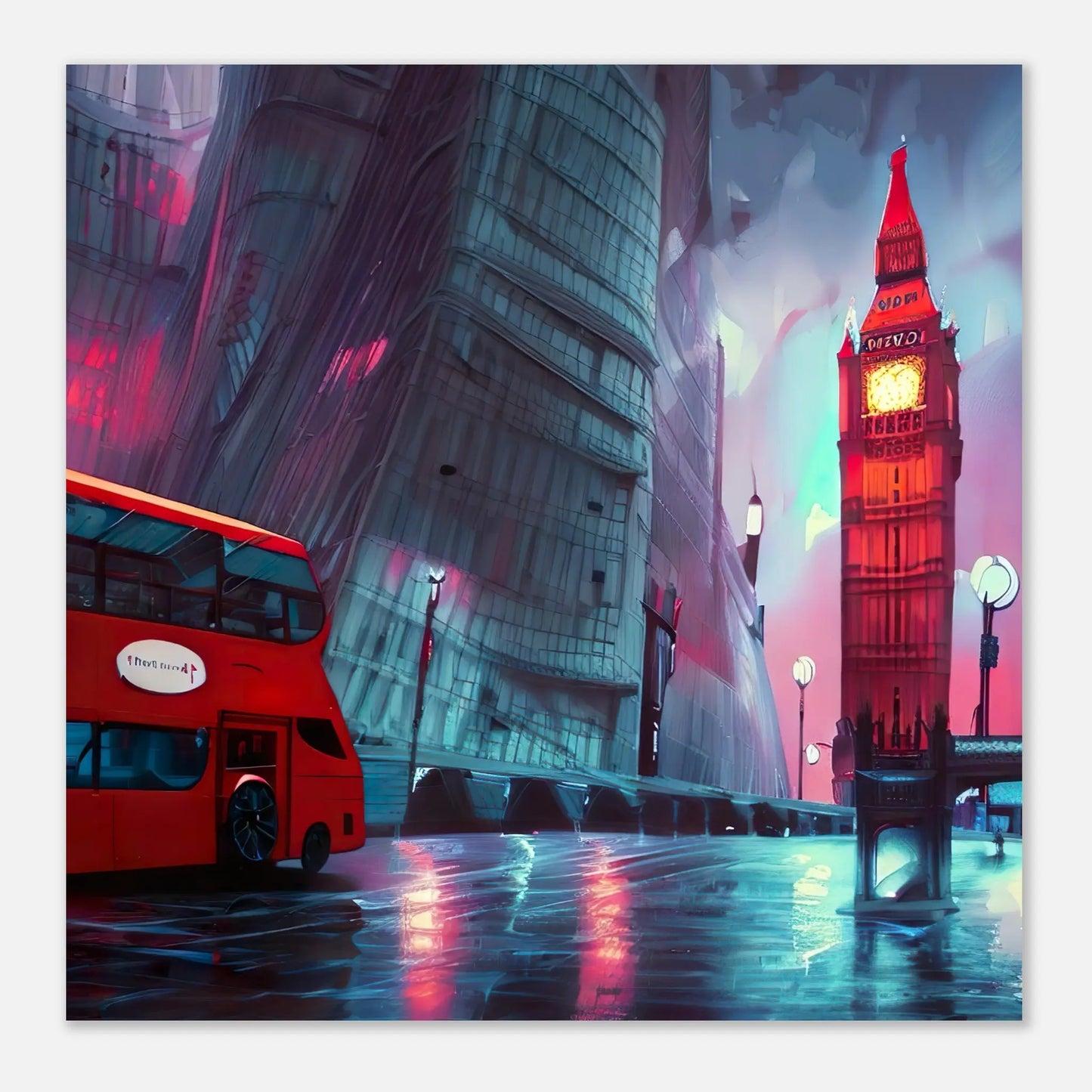 Aluminiumdruck - Abstrakte Stadt - Digitaler Stil, KI-Kunst RolConArt