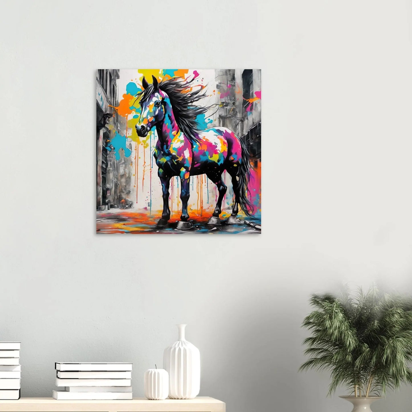 Aluminiumdruck - Pferd - Splash Art Stil, KI-Kunst RolConArt