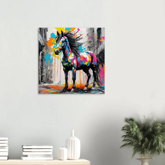 Aluminiumdruck - Pferd - Splash Art Stil, KI-Kunst RolConArt