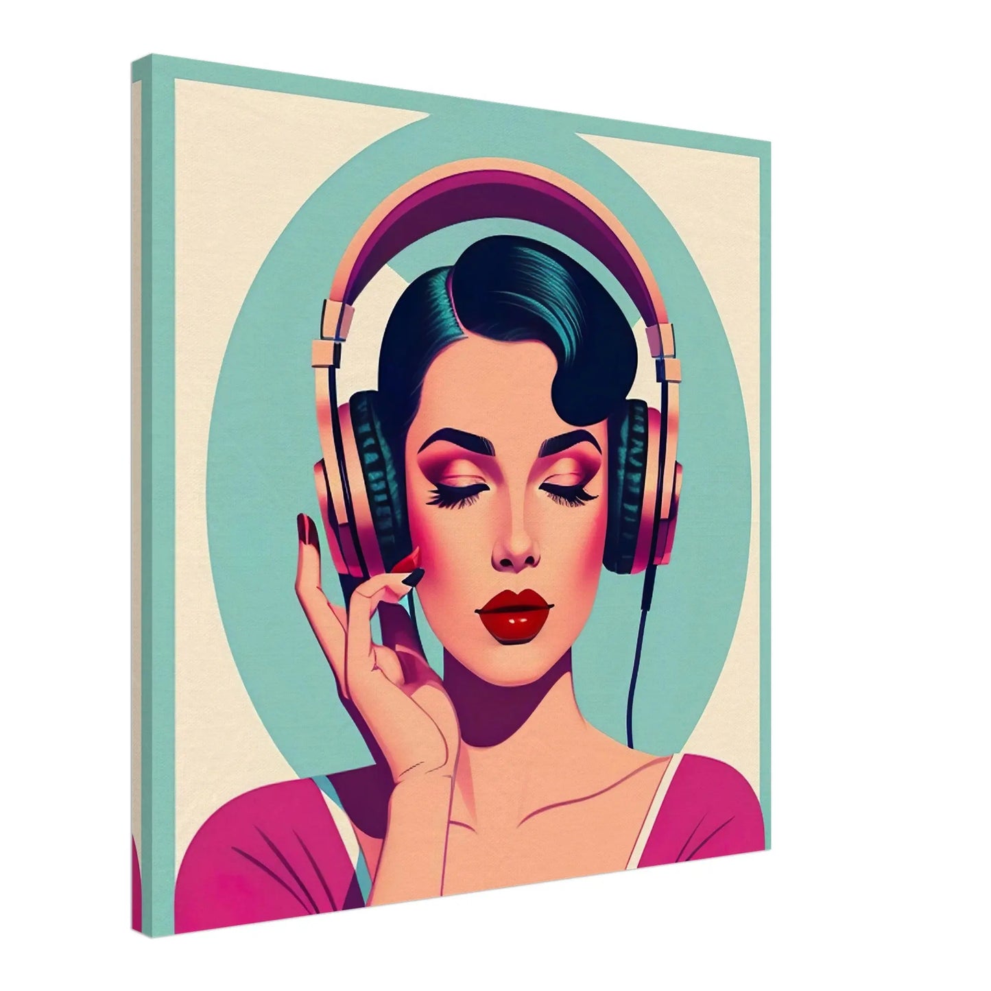 Leinwandbild - Frauenporträt im Retro Stil, KI-Kunst - RolConArt, Retro - Porträts,