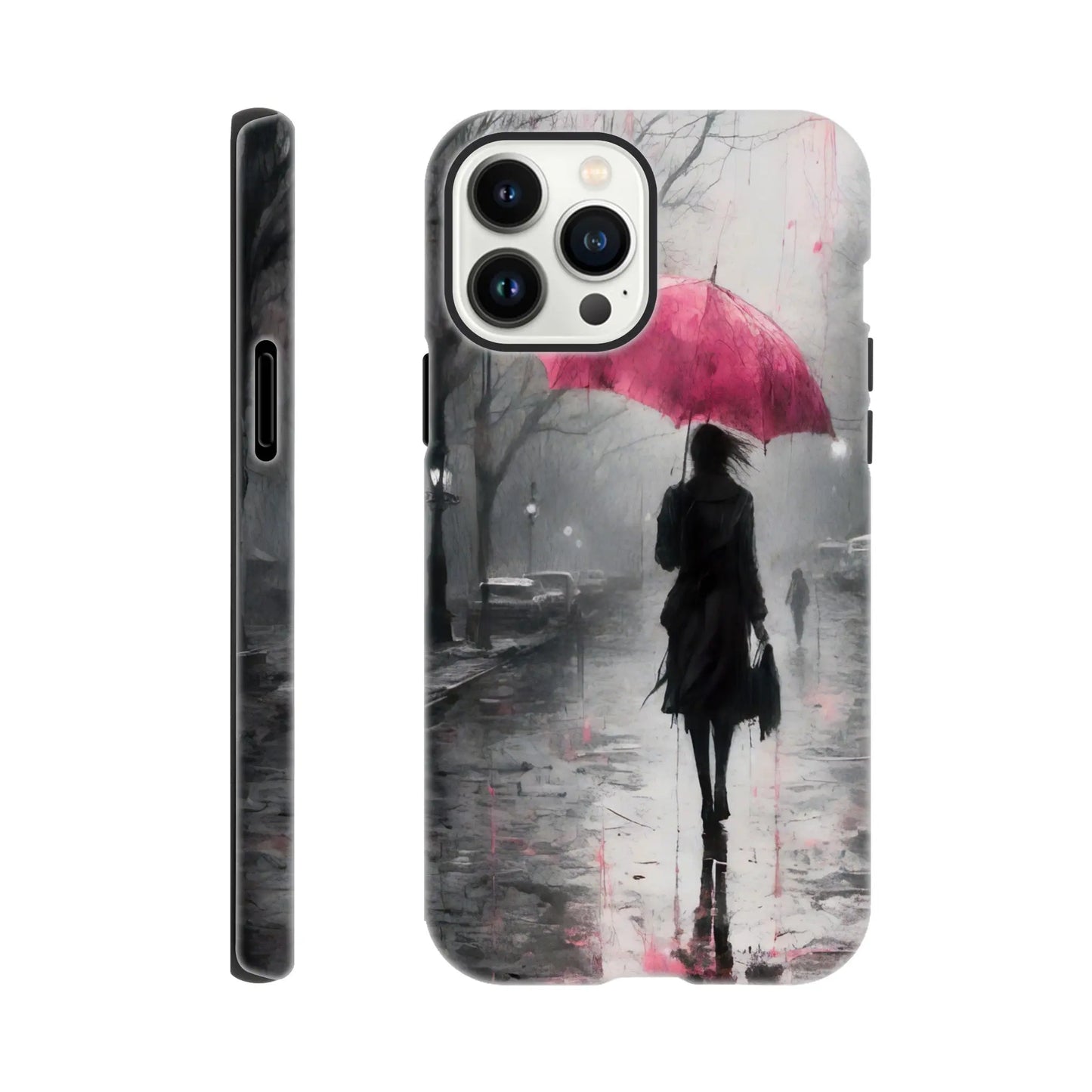 Smartphone-Hülle "Hart" - Frau Im Park - Düsterer Stil, KI-Kunst RolConArt, Malerischer Stil - Porträts, iPhone-13-Pro-Max