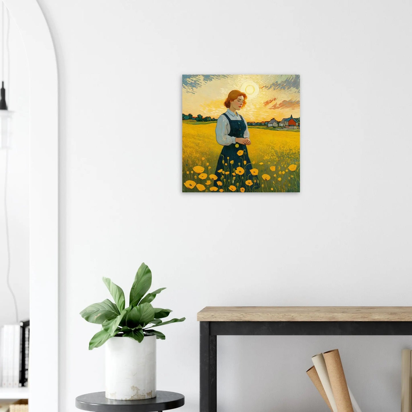 Moderner Forex-Druck - Blühende Landschaft - Malerischer Stil, KI-Kunst - RolConArt, Landschaften, 50x50-cm-20x20-Weiß