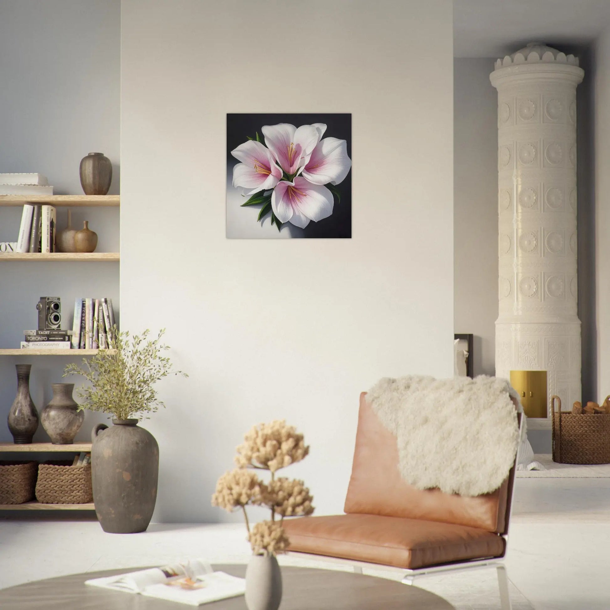 Aluminiumdruck - Weiße Lilien - Digitaler Stil, KI-Kunst - RolConArt, Pflanzen,