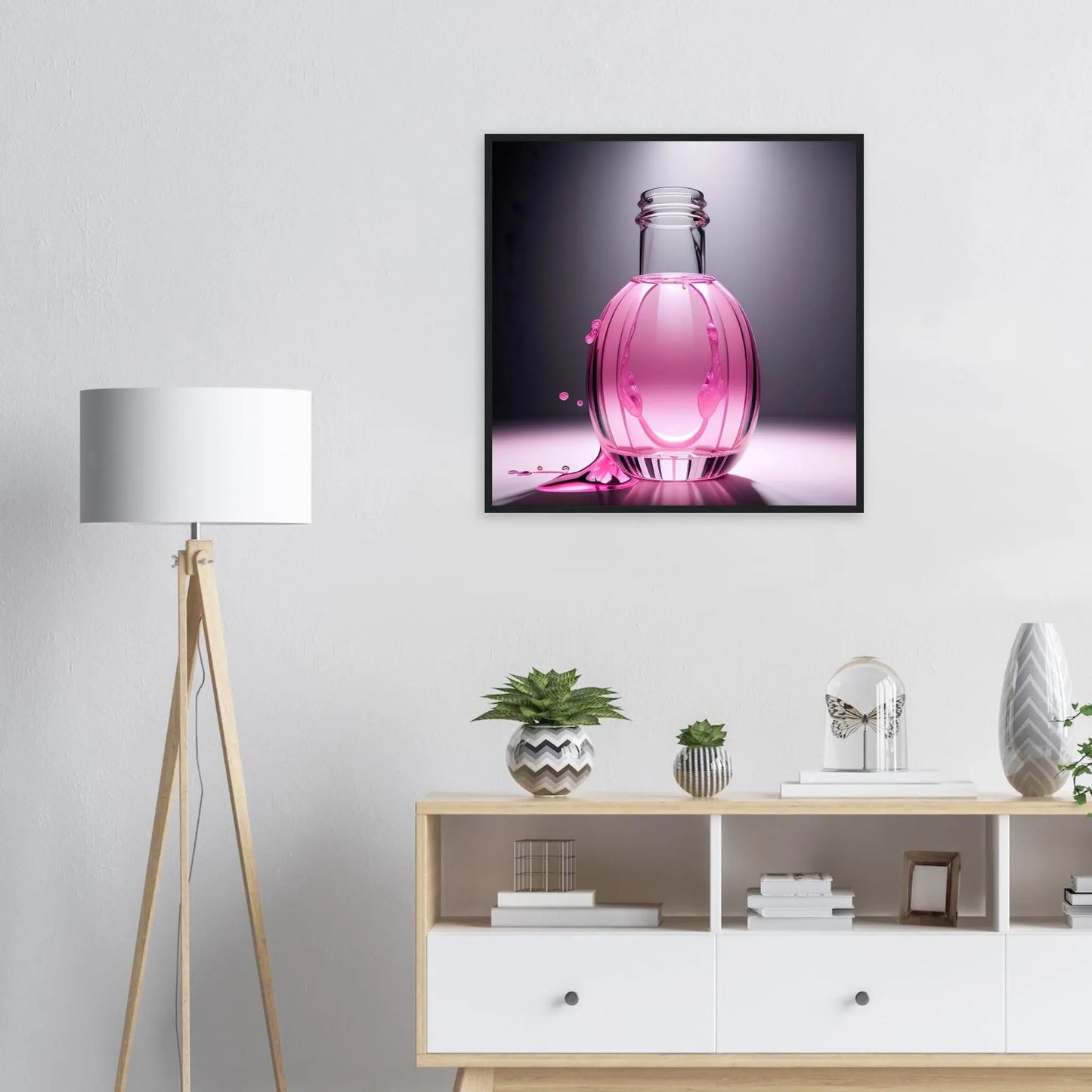 Gerahmtes Premium-Poster - Rosa Flüssigkeit - Foto Stil, KI-Kunst - RolConArt, Kreative Vielfalt,