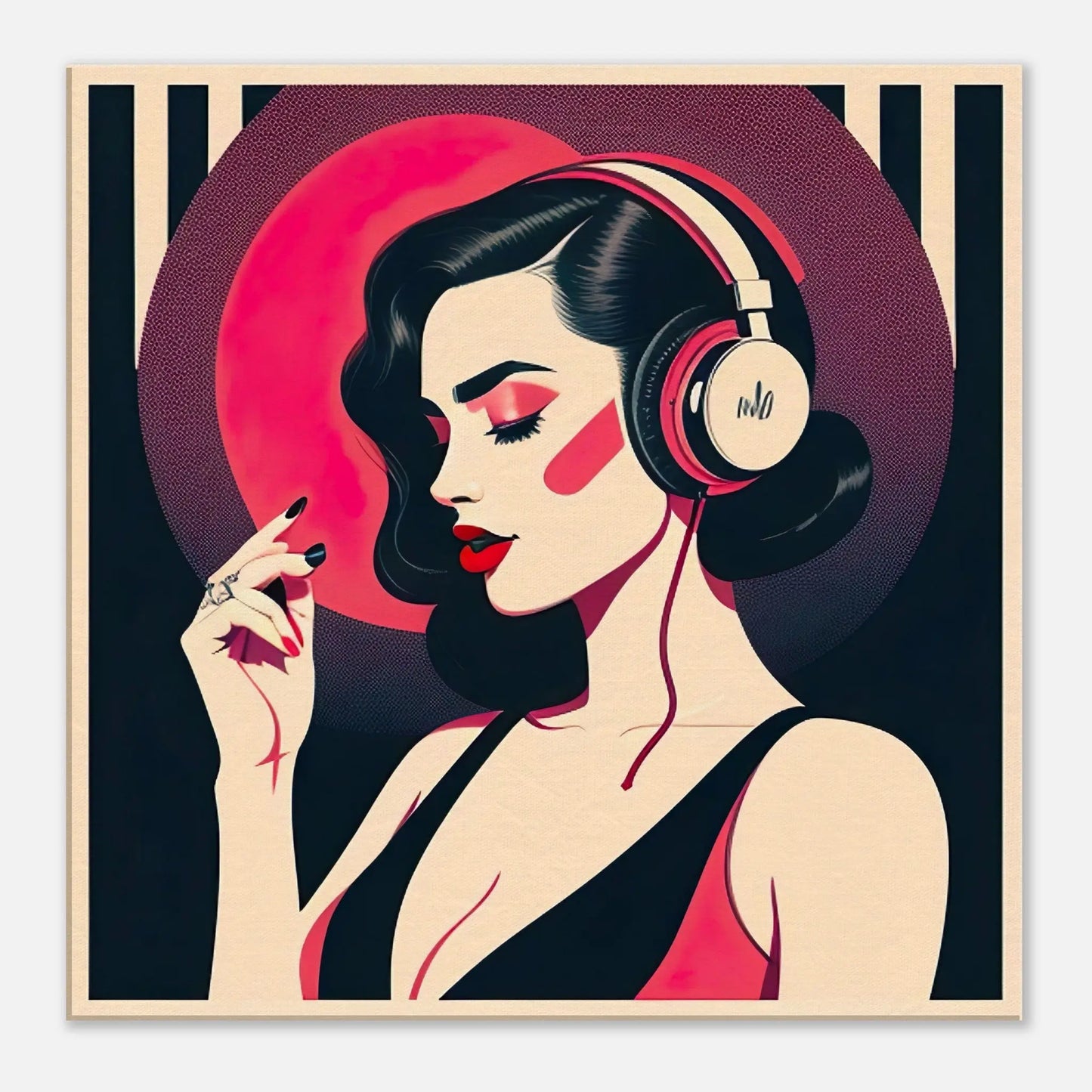 Leinwandbild - Frauenporträt im Retro Stil, KI-Kunst - RolConArt, Retro - Porträts, 60x60-cm-24x24