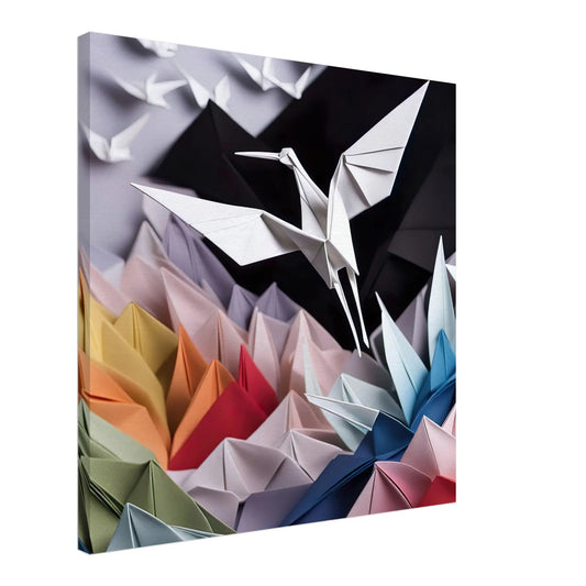 Leinwandbild - Kranich - Origami Stil, KI-Kunst - RolConArt, Origami Kunst,
