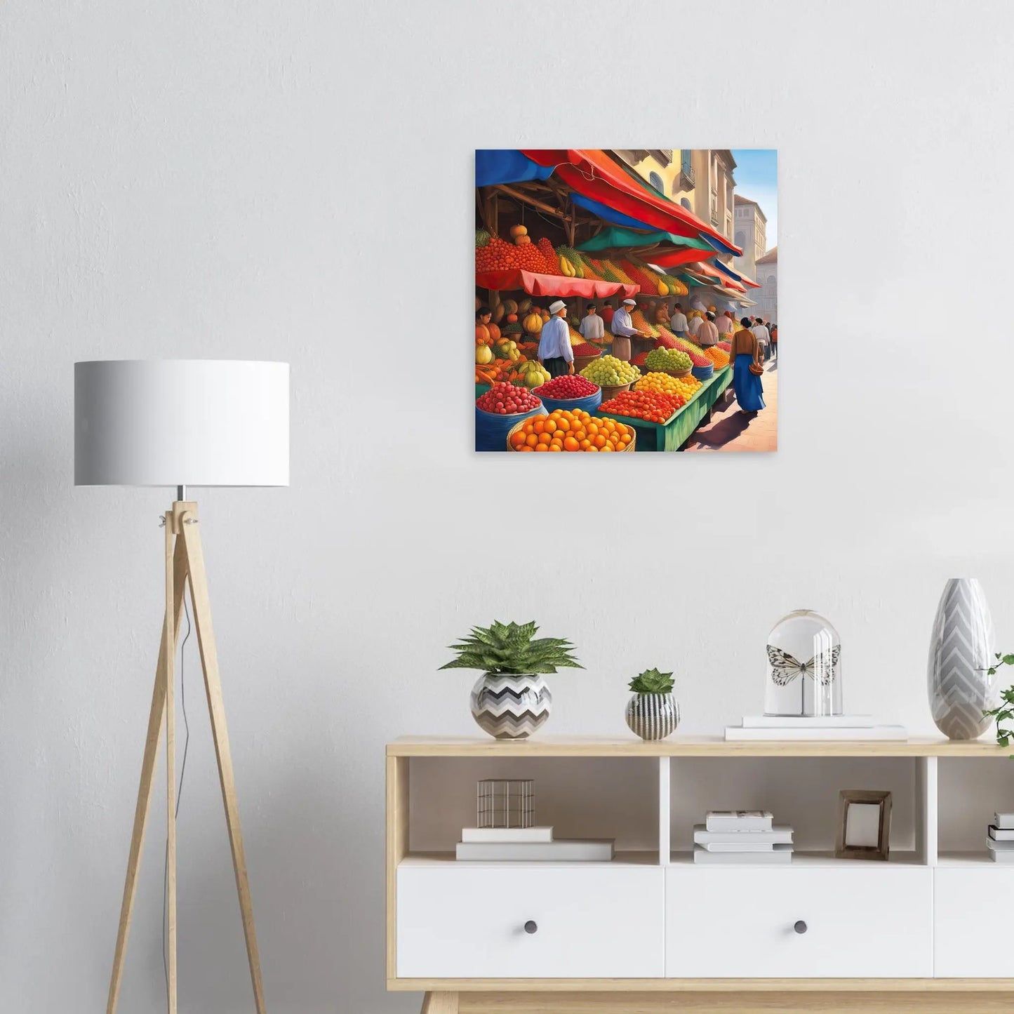 Moderner Forex-Druck - Obstmarkt - Malerischer Stil, KI-Kunst RolConArt