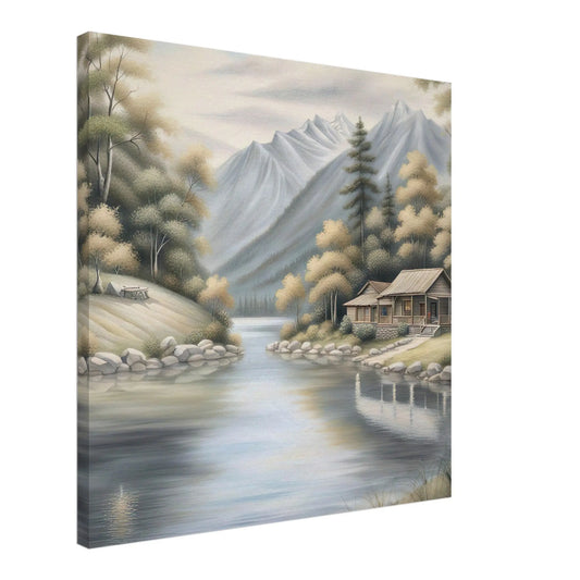 Leinwandbild - Landschaft mit See - Malerischer Stil, KI-Kunst - RolConArt, Landschaften,