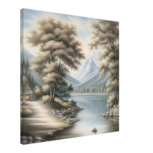 Leinwandbild - Landschaft mit See - Malerischer Stil, KI-Kunst - RolConArt, Landschaften,