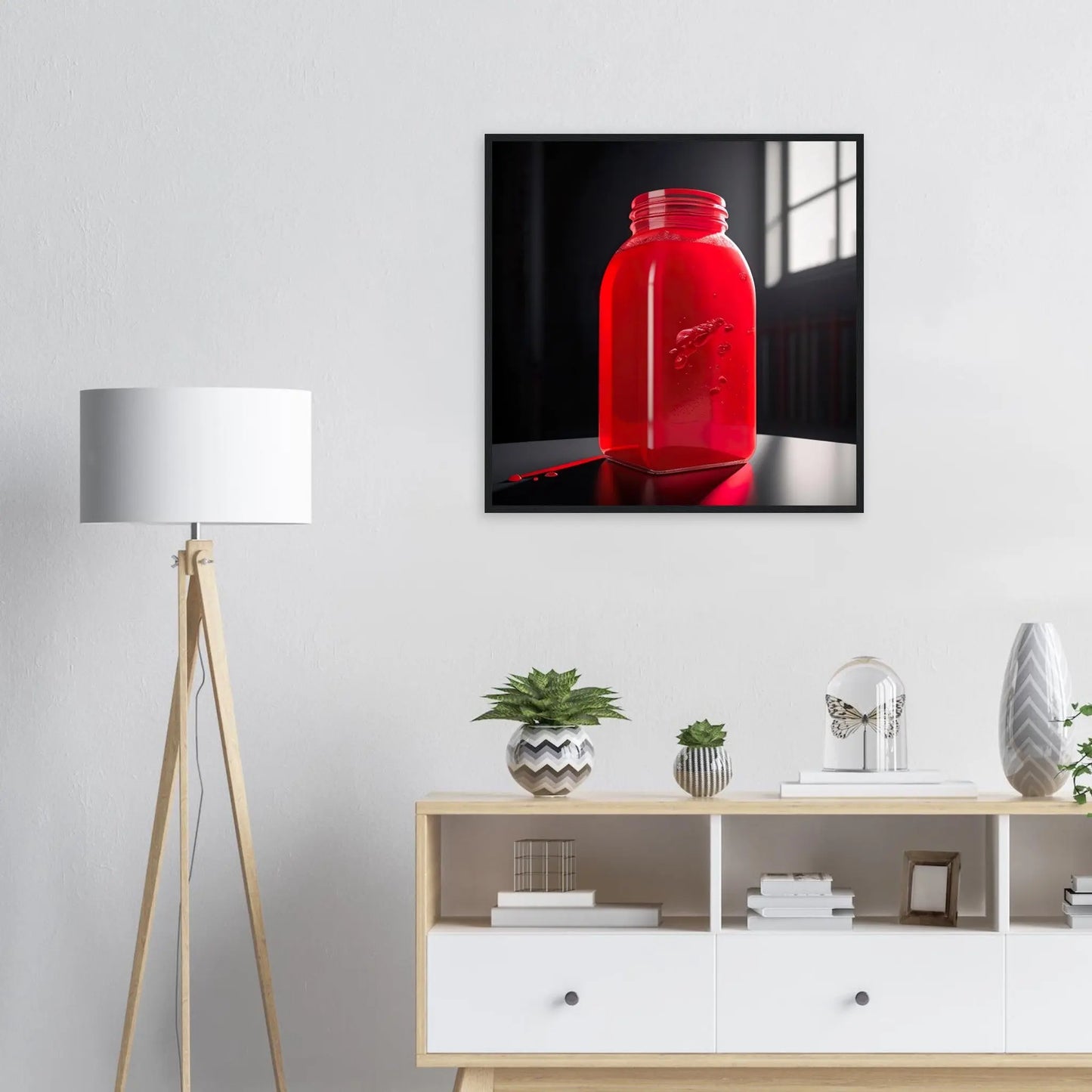 Gerahmtes Premium-Poster - Rote Flüssigkeit - Foto Stil, KI-Kunst - RolConArt, Kreative Vielfalt,