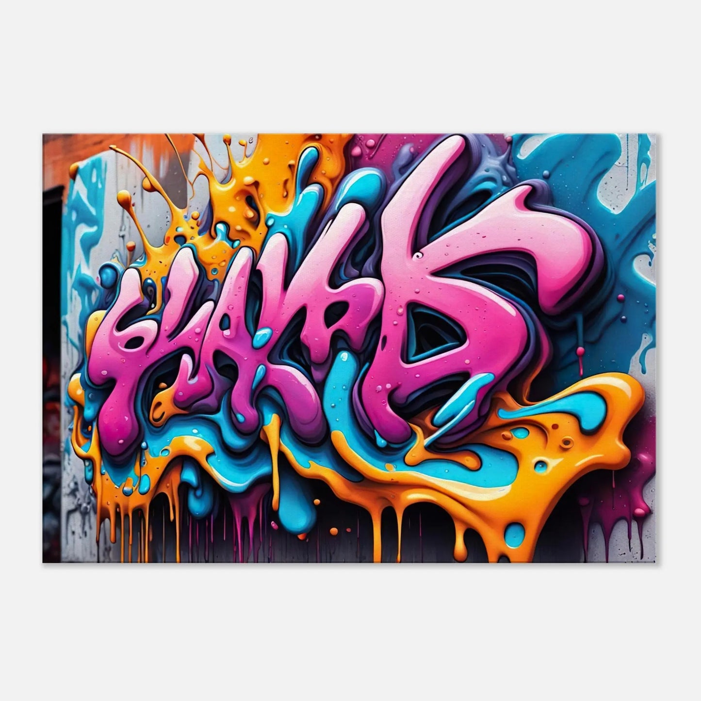 Leinwandbild - 3D Graffiti - Splash Art Stil, KI-Kunst - RolConArt, Splash Art, 70x100-cm-28x40