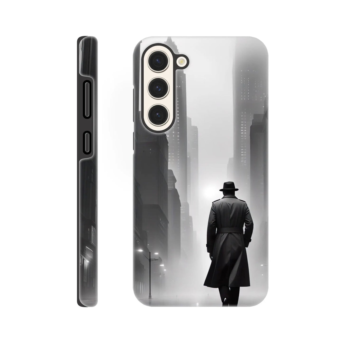 Smartphone-Hülle "Hart" - Stadtgänger - Schwarz-Weiß Stil, KI-Kunst RolConArt, Schwarz-Weiß, Galaxy-S23-Plus