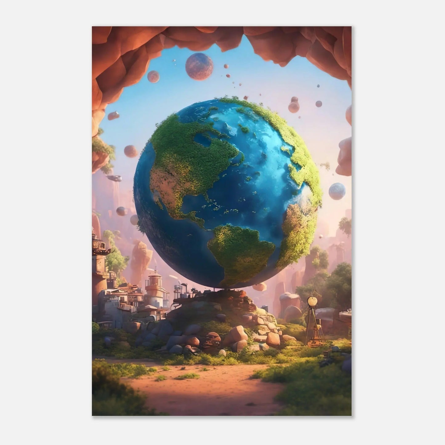 Aluminiumdruck - Fantasie Landschaft - Kinderbild, 3D-Stil, KI-Kunst RolConArt