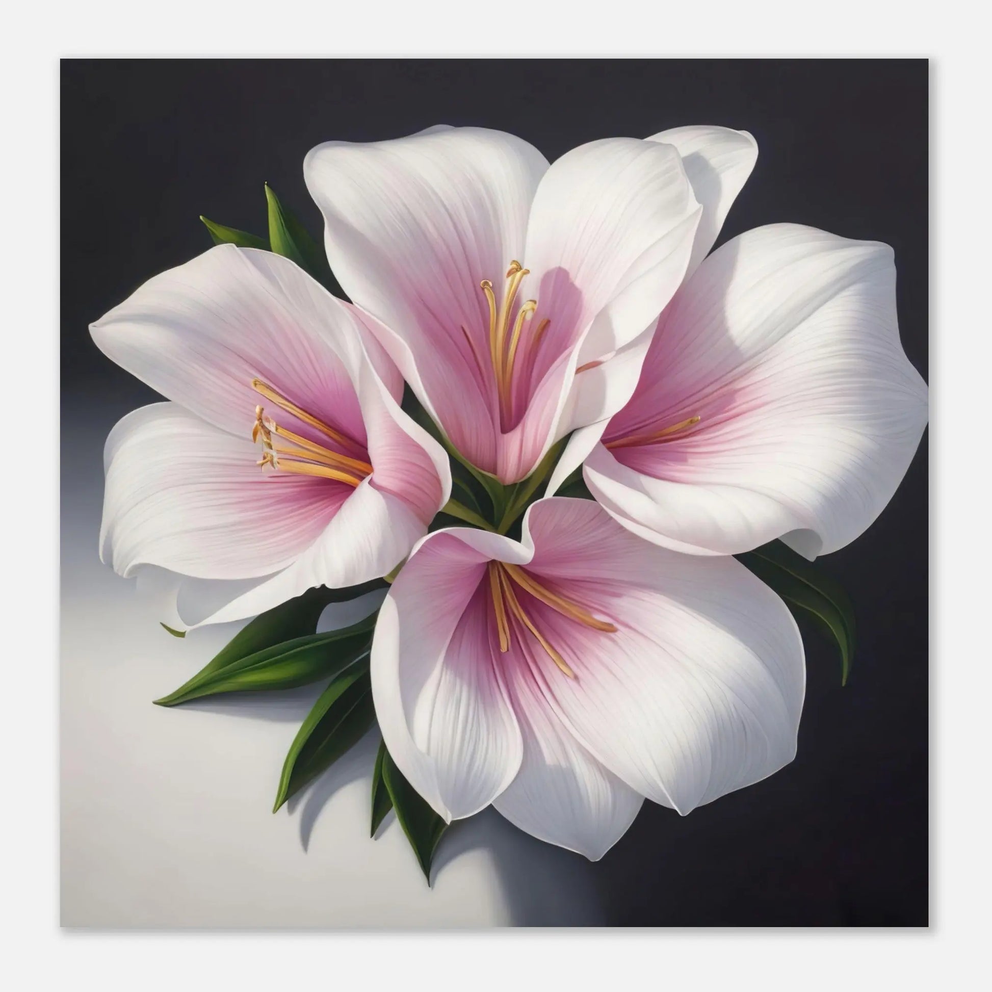 Aluminiumdruck - Weiße Lilien - Digitaler Stil, KI-Kunst - RolConArt, Pflanzen,