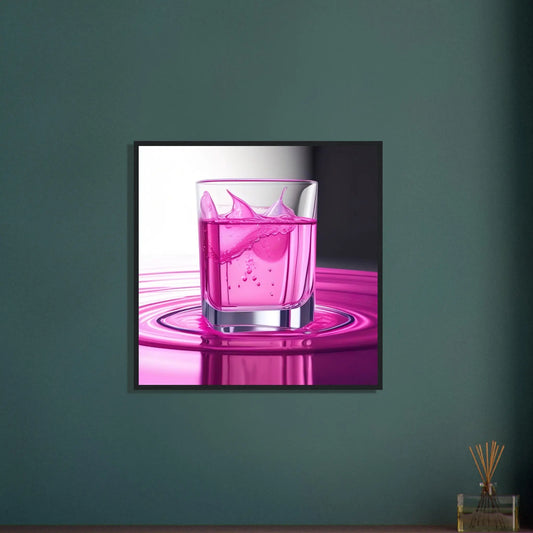 Gerahmtes Premium-Poster - Erfrischendes Rosa - Foto Stil, KI-Kunst - RolConArt, Kreative Vielfalt,