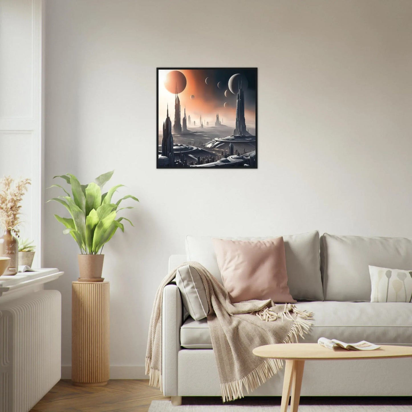 Gerahmtes Premium-Poster -Futuristische Welt- Digitaler Stil, KI-Kunst - RolConArt, Sci-Fi,