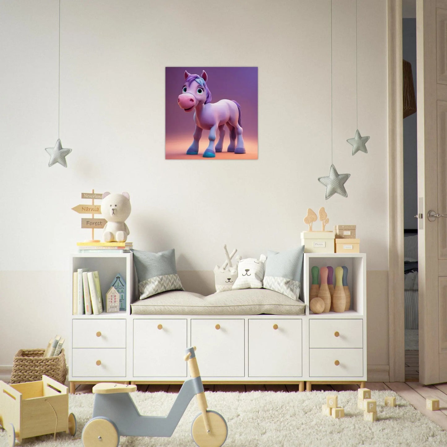 Aluminiumdruck - Pferd - Kinderbild, 3D-Stil, KI-Kunst RolConArt