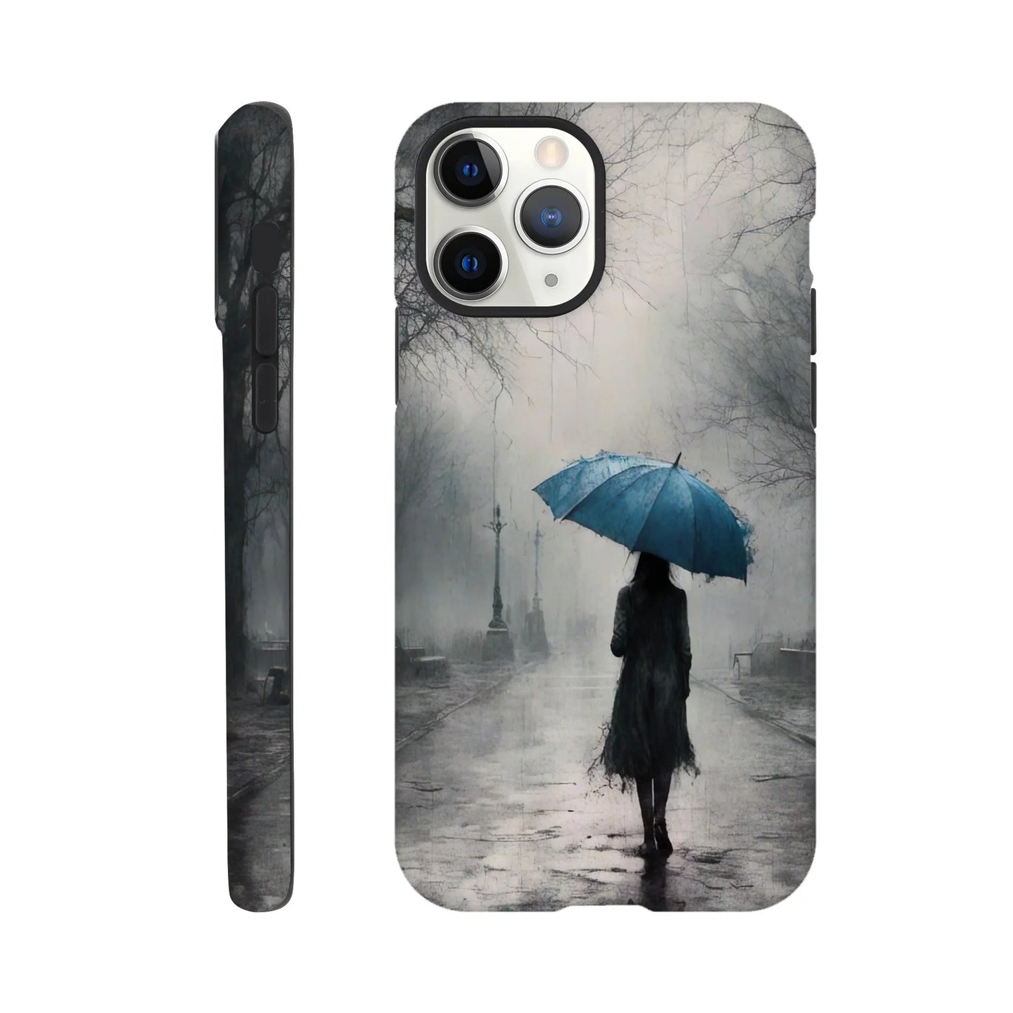 Smartphone-Hülle "Hart" - Frau Im Park - Düsterer Stil, KI-Kunst RolConArt, Malerischer Stil - Porträts, iPhone-11-Pro