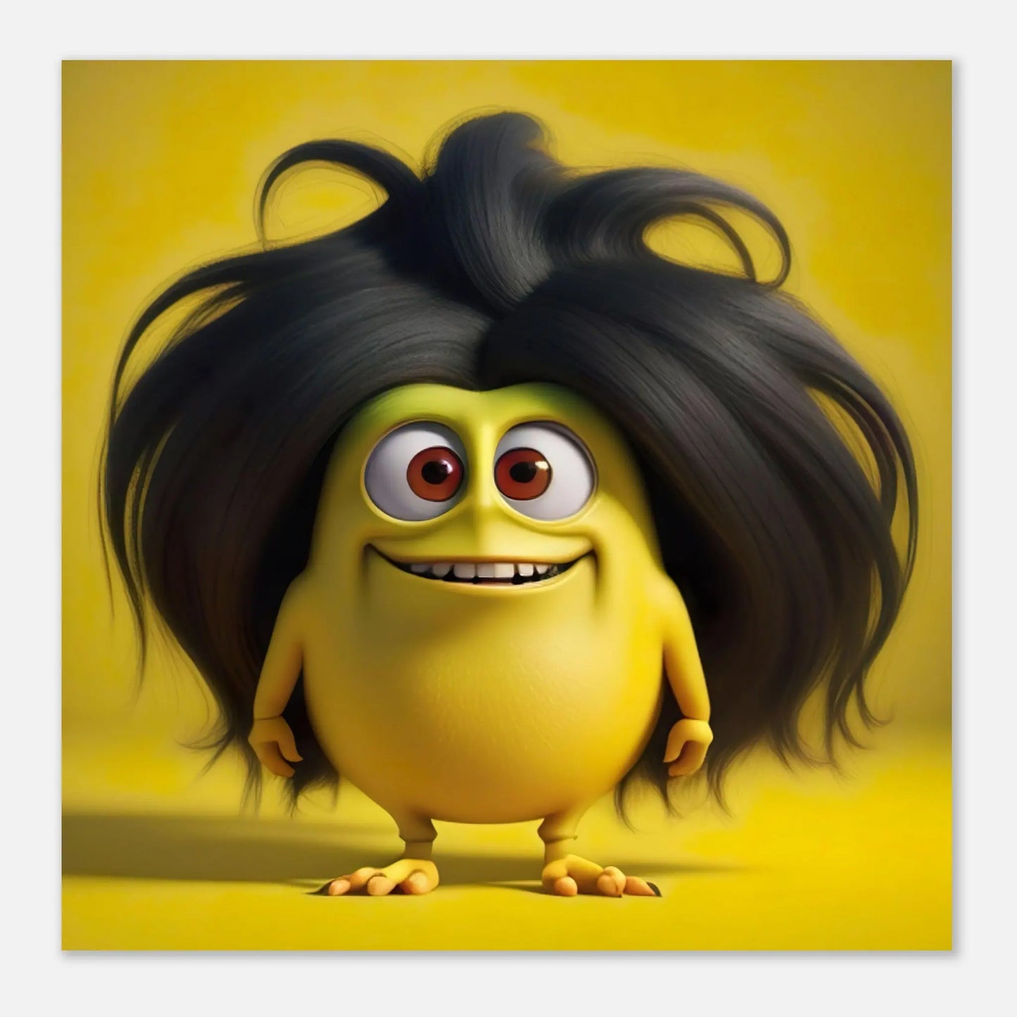 Aluminiumdruck - Lustiges Monster gelb - Kinderbild, 3D-Stil, KI-Kunst RolConArt