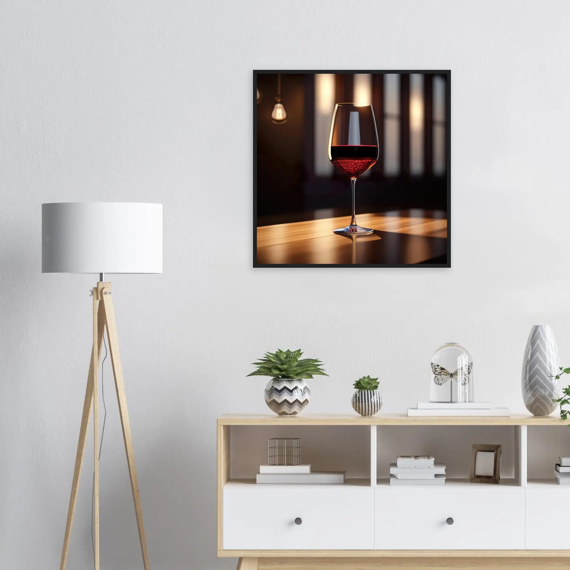 Gerahmtes Premium-Poster - Rotwein im Glas - Foto Stil, KI-Kunst - RolConArt, Kreative Vielfalt,