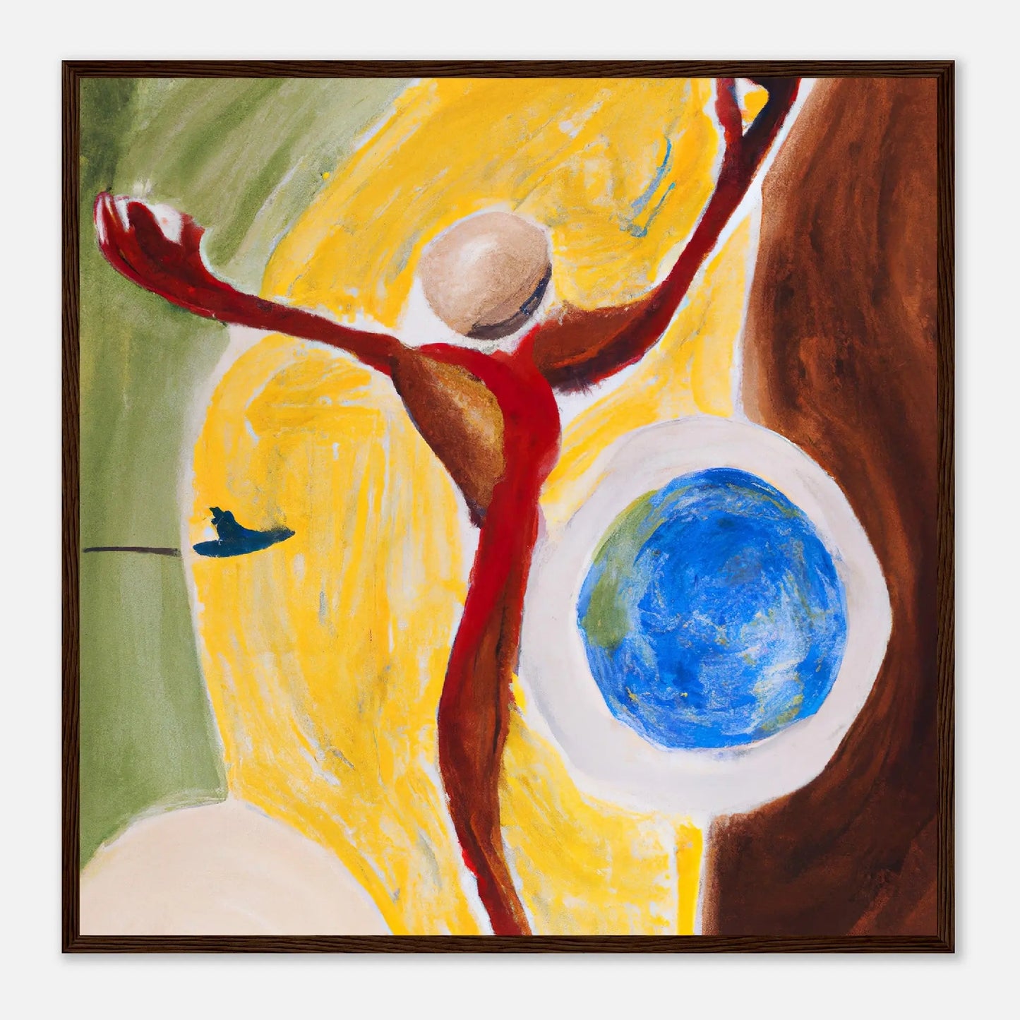 Gerahmtes Premium-Poster - Abstrakt - Malerischer Stil, KI-Kunst - RolConArt, Digitalkunst - Kreative Vielfalt, 70x70-cm-28x28-Dunkles-Holz