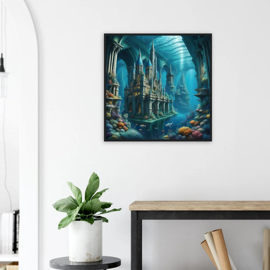 Gerahmtes Premium-Poster - Unterwasserwelt - Digitaler Stil, KI-Kunst - RolConArt, Unterwasserlandschaften,