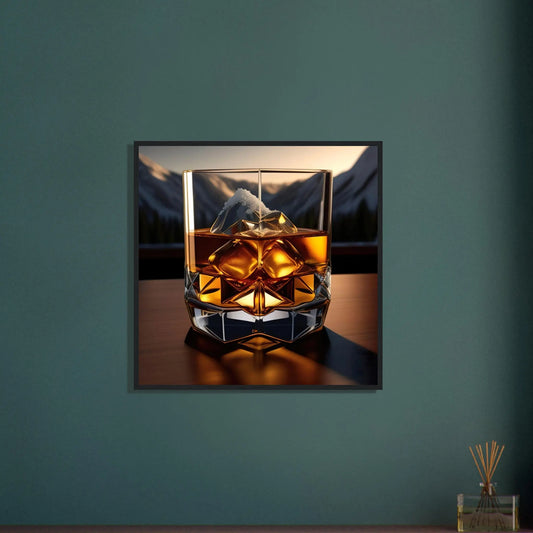 Gerahmtes Premium-Poster - Whiskey im Glas - Foto Stil, KI-Kunst - RolConArt, Kreative Vielfalt,