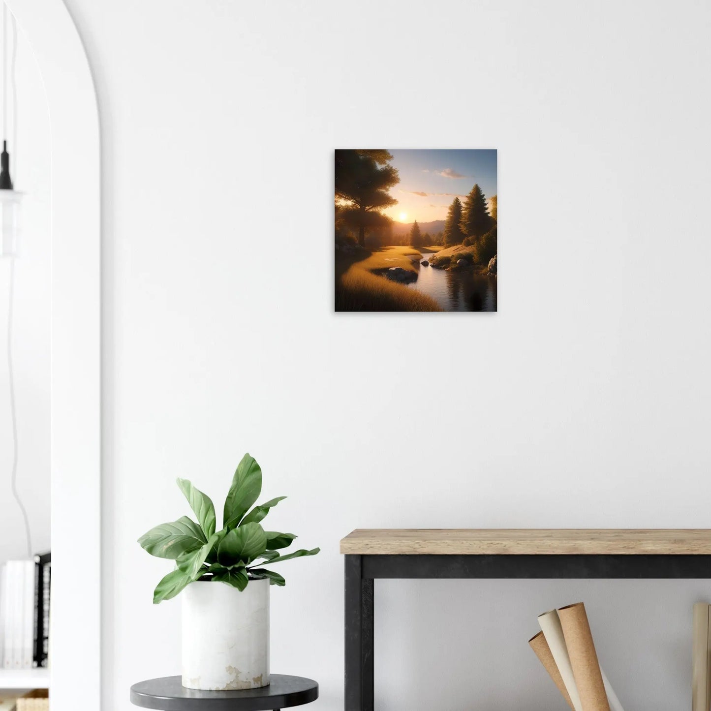 Moderner Forex-Druck - Landschaftsidylle - Foto Stil, KI-Kunst - RolConArt, Landschaften, 40x40-cm-16x16-Weiß