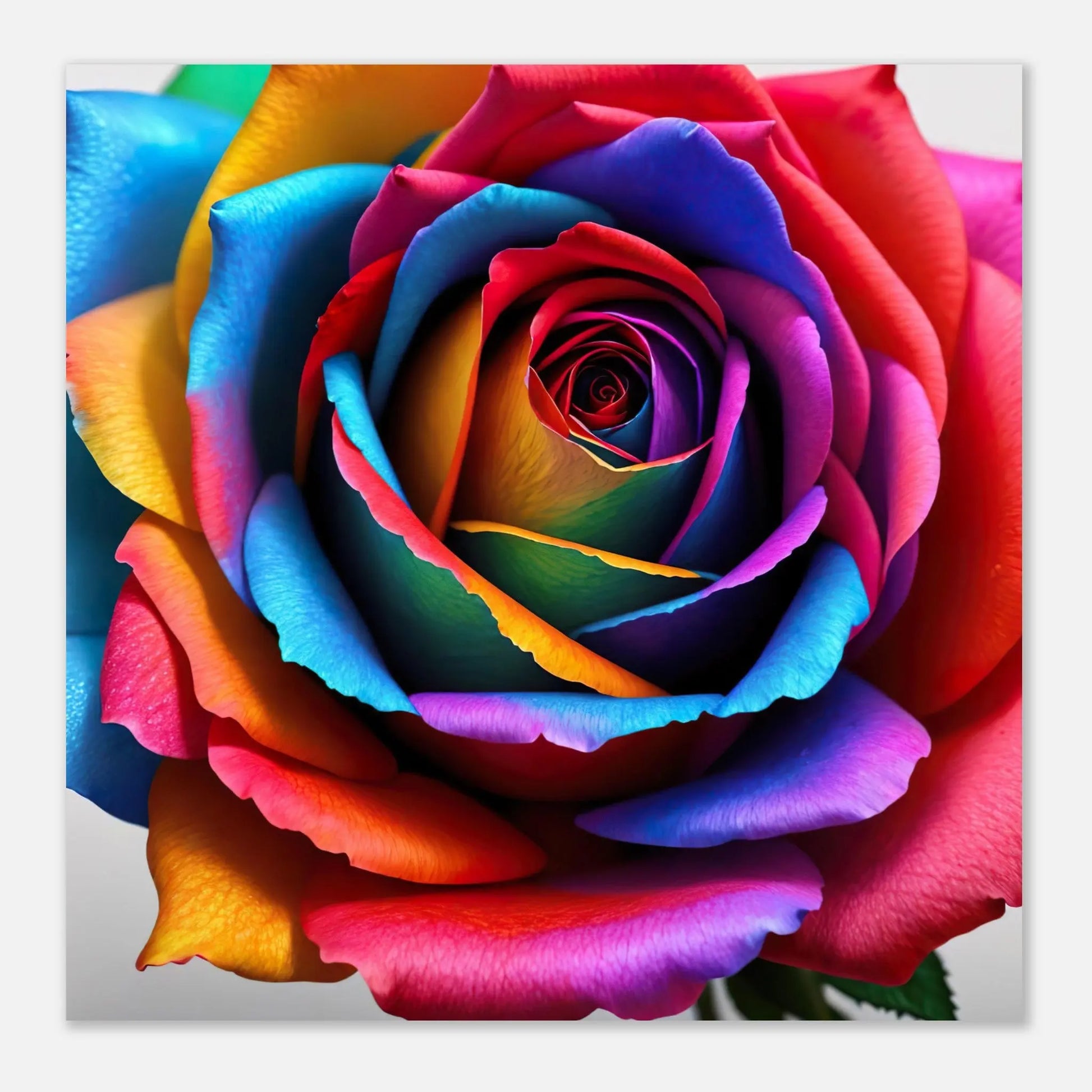 Aluminiumdruck - Bunte Rose - Foto Stil, KI-Kunst - RolConArt, Pflanzen,
