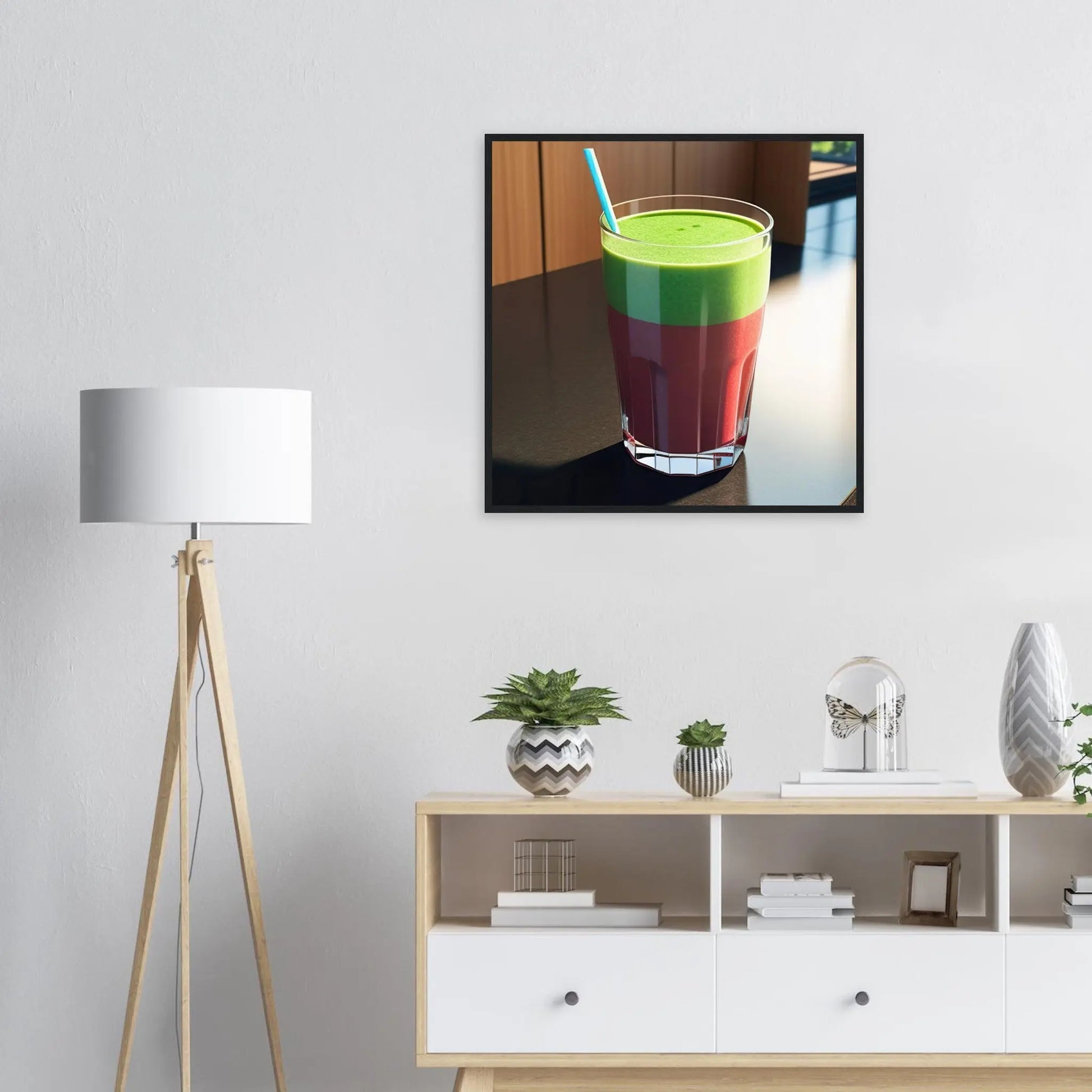 Gerahmtes Premium-Poster - Smoothie im Glas - Foto Stil, KI-Kunst - RolConArt, Kreative Vielfalt,