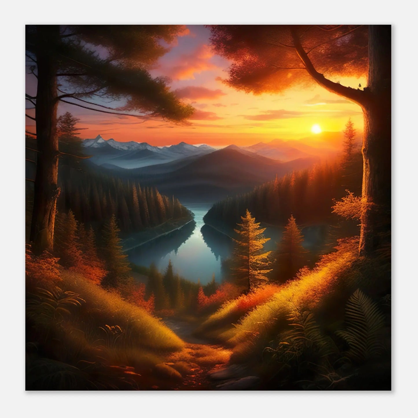 Moderner Forex-Druck - Bergpanorama - Foto Stil, KI-Kunst - RolConArt, Landschaften,