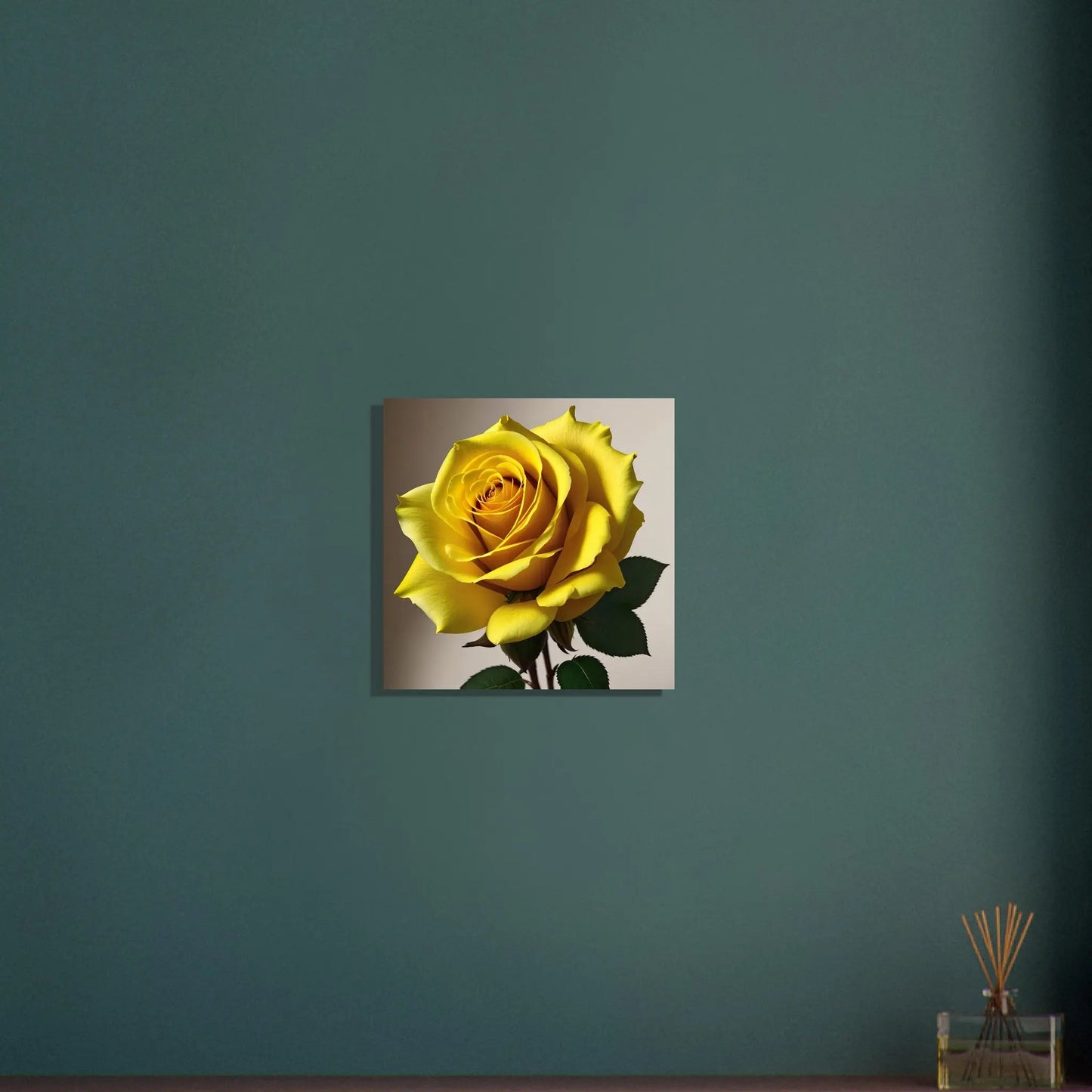 Aluminiumdruck - Gelbe Rose - Foto Stil, KI-Kunst - RolConArt, Pflanzen, 40x40-cm-16x16