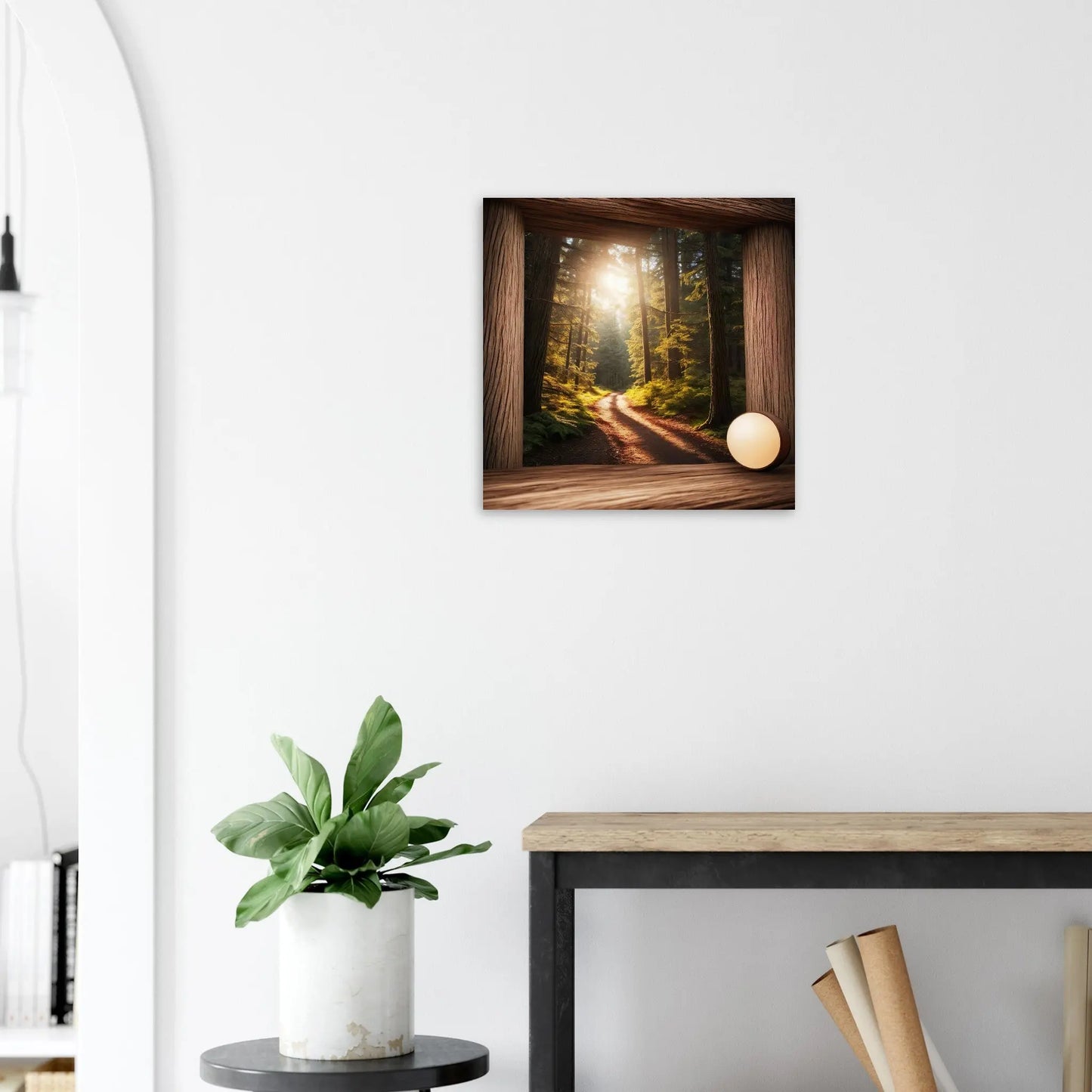 Moderner Forex-Druck - Waldblick - Foto Stil, KI-Kunst - RolConArt, Landschaften, 50x50-cm-20x20-Weiß
