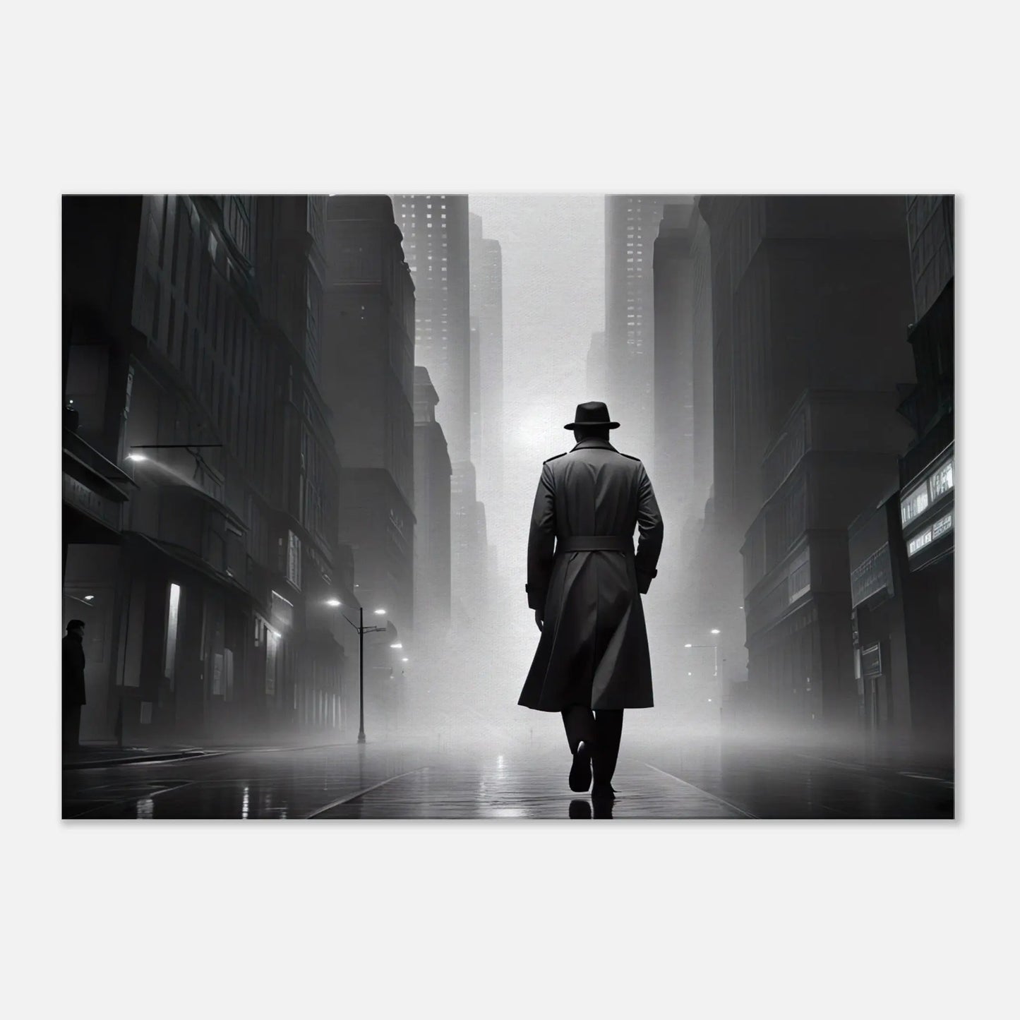 Leinwandbild - Stadtgänger - Schwarz-Weiß, Digitaler Stil, KI-Kunst - RolConArt, Schwarz-Weiß, 70x100-cm-28x40