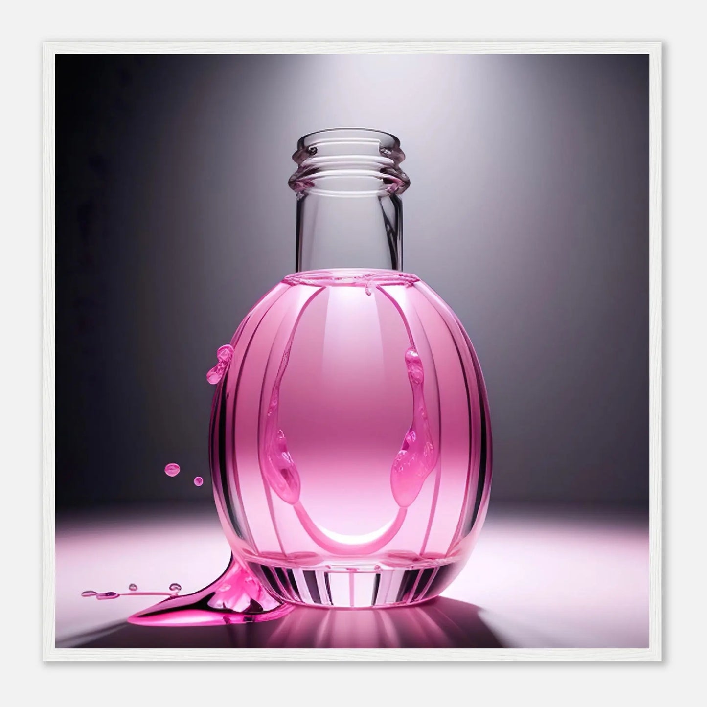 Gerahmtes Premium-Poster - Rosa Flüssigkeit - Foto Stil, KI-Kunst - RolConArt, Kreative Vielfalt, 70x70-cm-28x28-Weißer-Rahmen