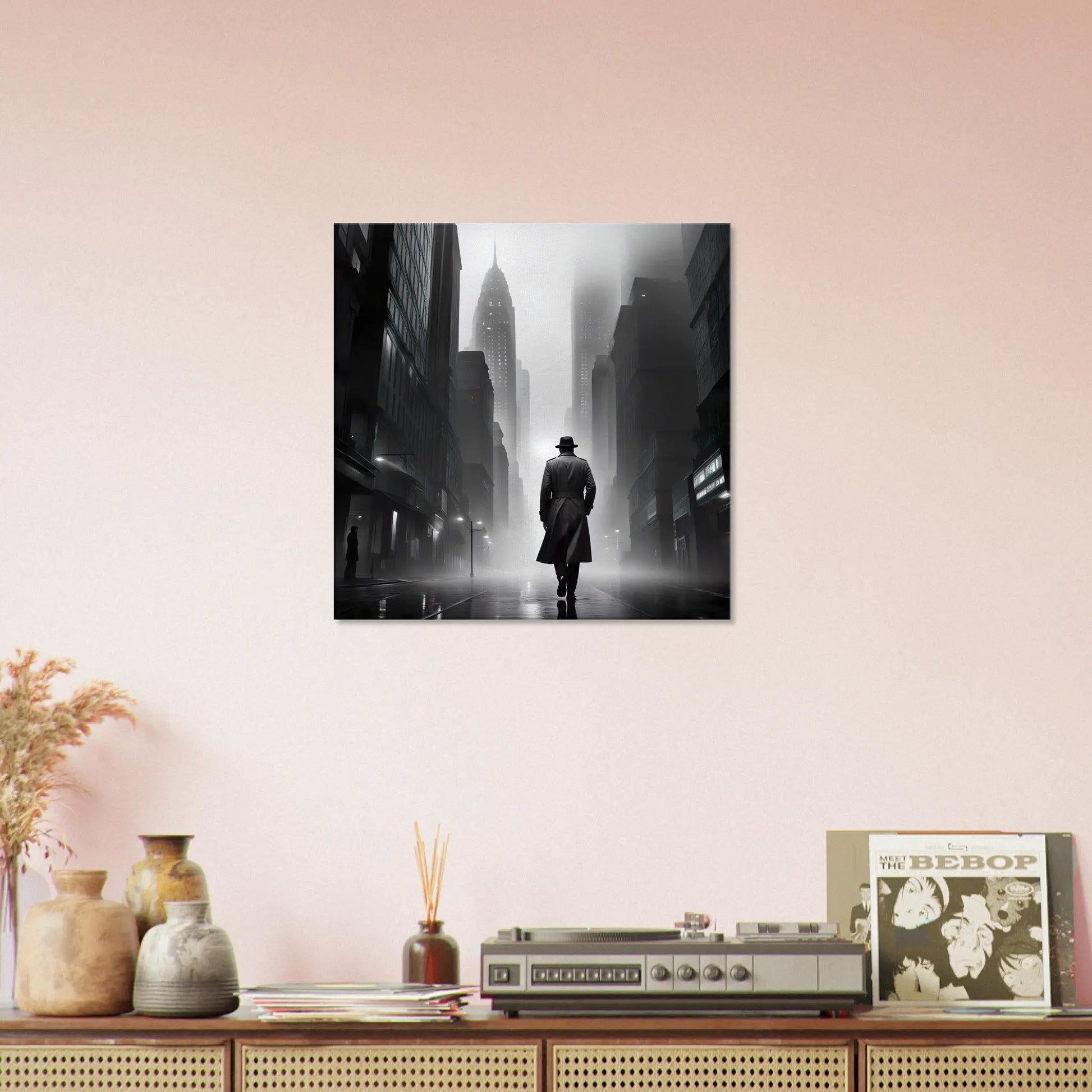 Leinwandbild - Stadtgänger - Schwarz-Weiß, Digitaler Stil, KI-Kunst - RolConArt, Schwarz-Weiß,