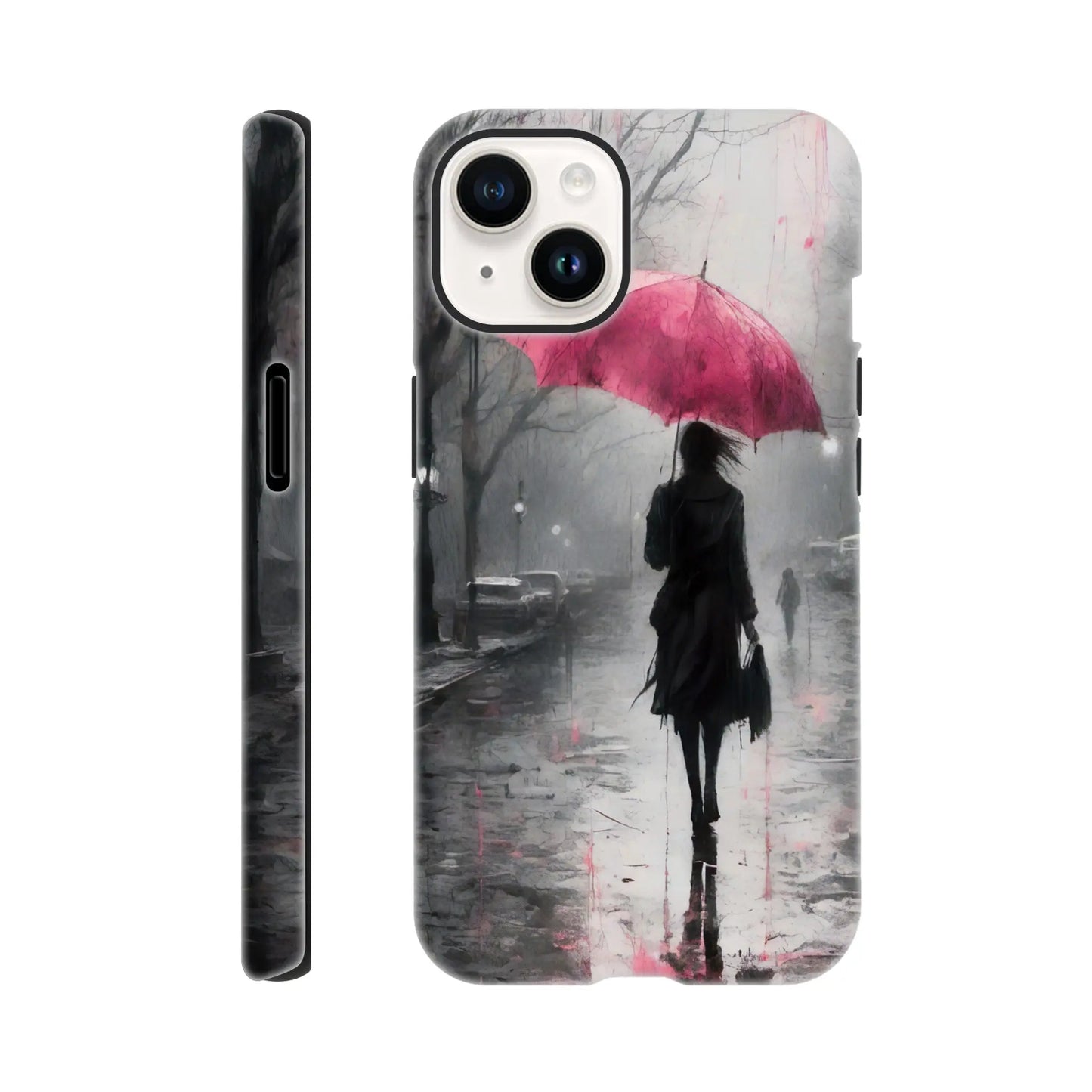 Smartphone-Hülle "Hart" - Frau Im Park - Düsterer Stil, KI-Kunst RolConArt, Malerischer Stil - Porträts, iPhone-14