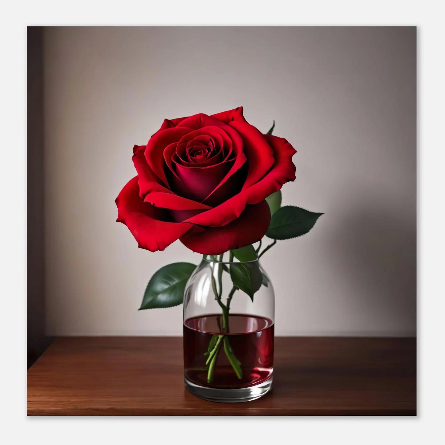 Aluminiumdruck - Rote Rose - Foto Stil, KI-Kunst - RolConArt, Pflanzen,